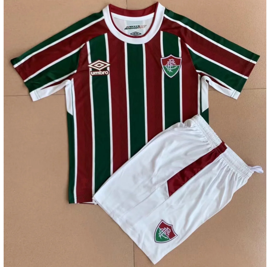 2021/22 Fluminense Kids Home Soccer Kits Shirt With Shorts